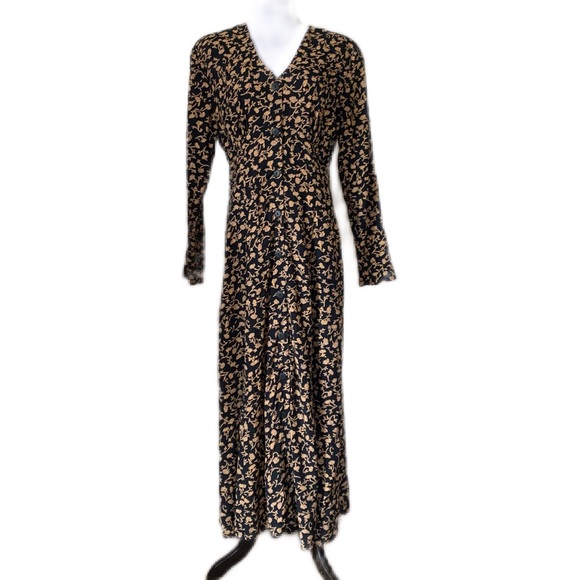 Hugo Buscati Milano Dresses & Skirts - Hugo Buscati SZ 14 Vintage Brown/Black Floral MIDI Dress